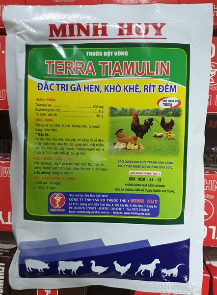 Minh Huy Tera Tiamulin 100gr - Hen gà, Khò khè, rít đêm - gói - Ảnh 2