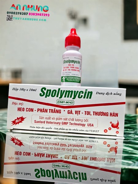VIAVET Spolymycin Oral 10ml - Colistin, tiêu chảy nước hồng - Hộp 10 lọ