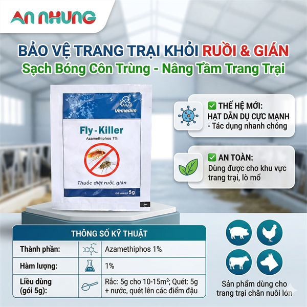 VMD Fly Killer (Ruồi,Kiến,Gián) 5g - Hộp 100 gói - Ảnh 5