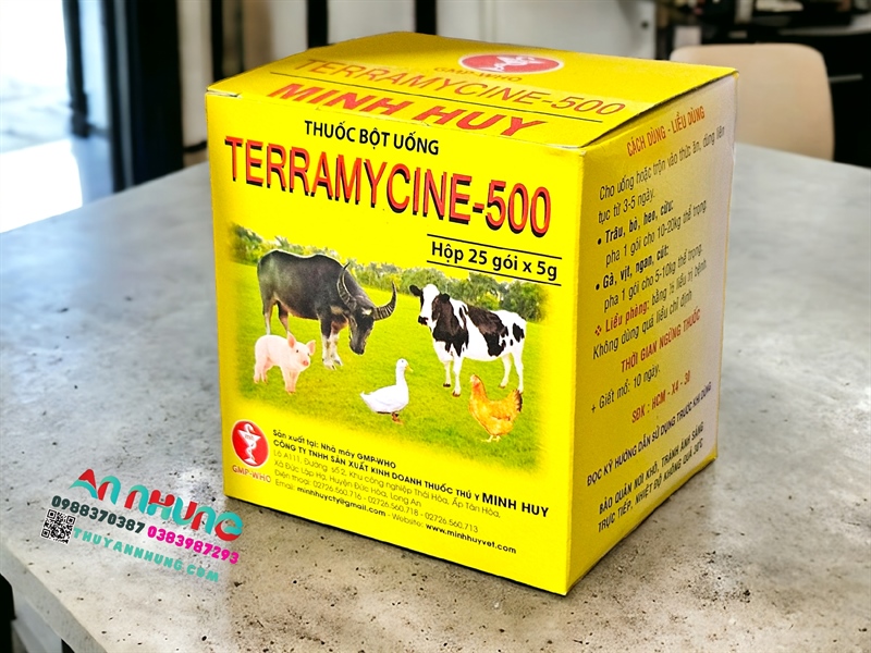 Minh Huy Teramycine 500 Bạc 5gr - Hộp 25 gói
