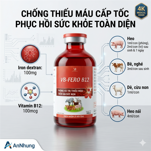 VB FERO B12 100ml - Phòng thiếu máu trên gia súc non - Lọ 100ml - Ảnh 5