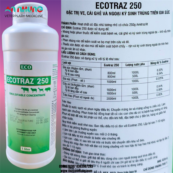 AGRI ECOTRAZ PLUS 1 lít - Ve, ghẻ, bọ chét và ngoại ký sinh trùng trên gia súc. - Chai 1 lít - Ảnh 3
