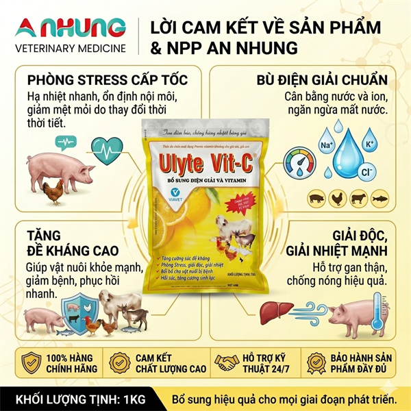 Viavet Ulyte Vit C (Gói 200g) - Cốm Hòa Tan - Giải Nhiệt, Chống Stress Cho Gia Súc, Gia Cầm. - Thùng 80 gói - Ảnh 5