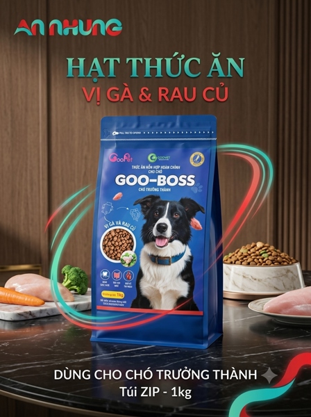 GOOVET BOSS (Xanh) 1 Kg - Vị Gà và Rau Củ - Gói