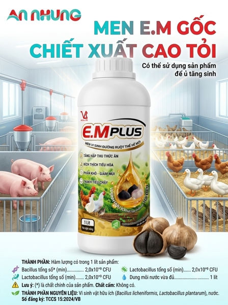 VIBO E.M PLUS - Men vi sinh đường ruột thế hệ mới - 1 lit - Chai 1 Lít
