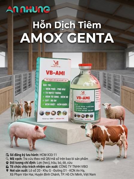 VB AMI (AMOX_GENTA_KETOPROFEN) INJ - Chai 100 ml - Ảnh 2