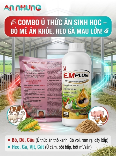 COMBO Ủ CỎ 500gr + MEN VI SINH GỐC 1 Lít - COMBO